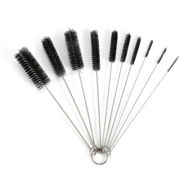 10Pcs/lot Baby Bottle Brushes Cleaner Multifunctional Cleaning Brush Stainless Steel Wash Drinking Feeding Bottle Home Cleaning-black