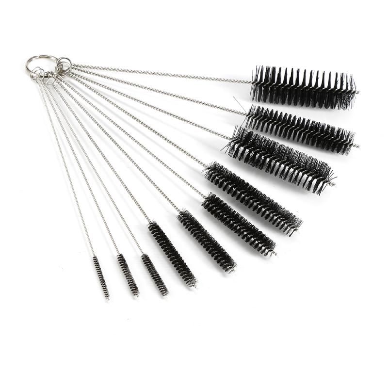 10Pcs/lot Baby Bottle Brushes Cleaner Multifunctional Cleaning Brush Stainless Steel Wash Drinking Feeding Bottle Home Cleaning-black