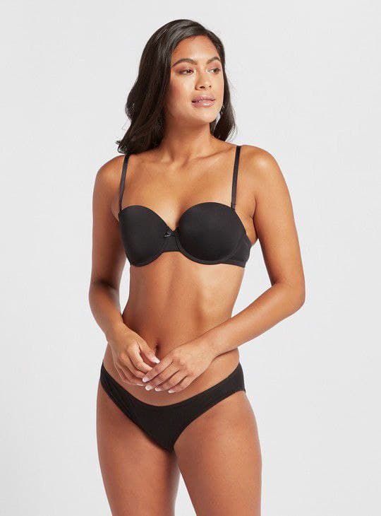 Bow Detail Balconette Bra- Black