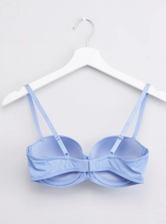 Bow Detail Balconette Bra- Blue