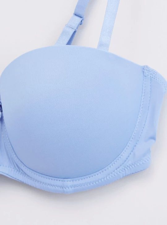 Bow Detail Balconette Bra- Blue