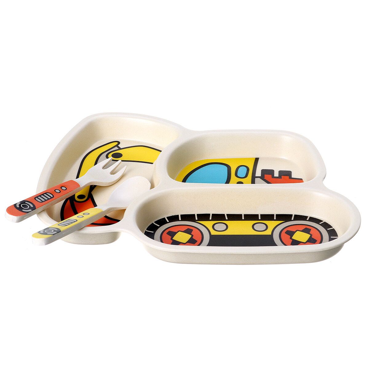 Kids Children's Boys Dump Truck Cutlery & Plate Dinner Set, Spoon Fork - Boxed 9yue Glitter Black