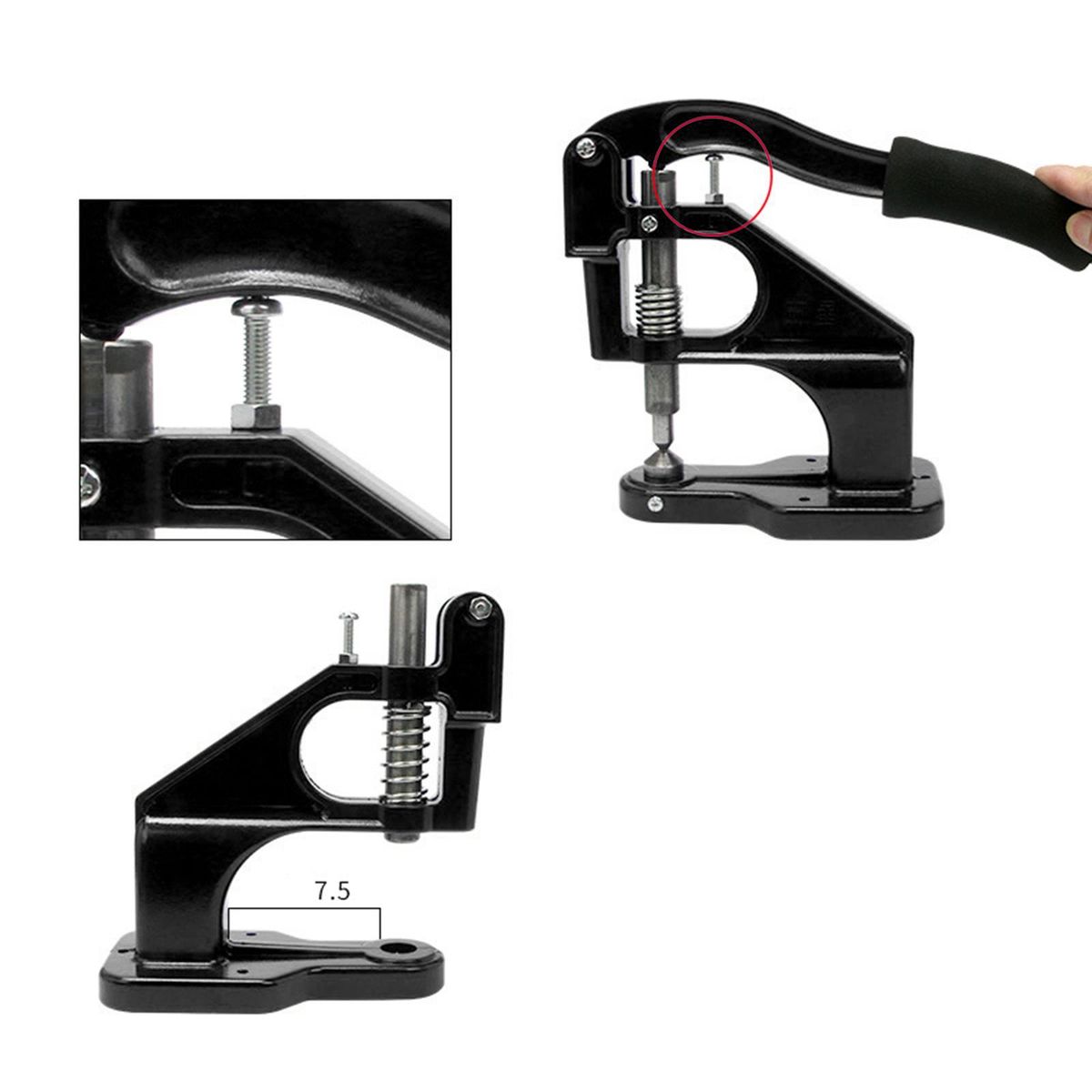Hand Press Machine Buttons Attaching Manual Grommets Eyelets Black