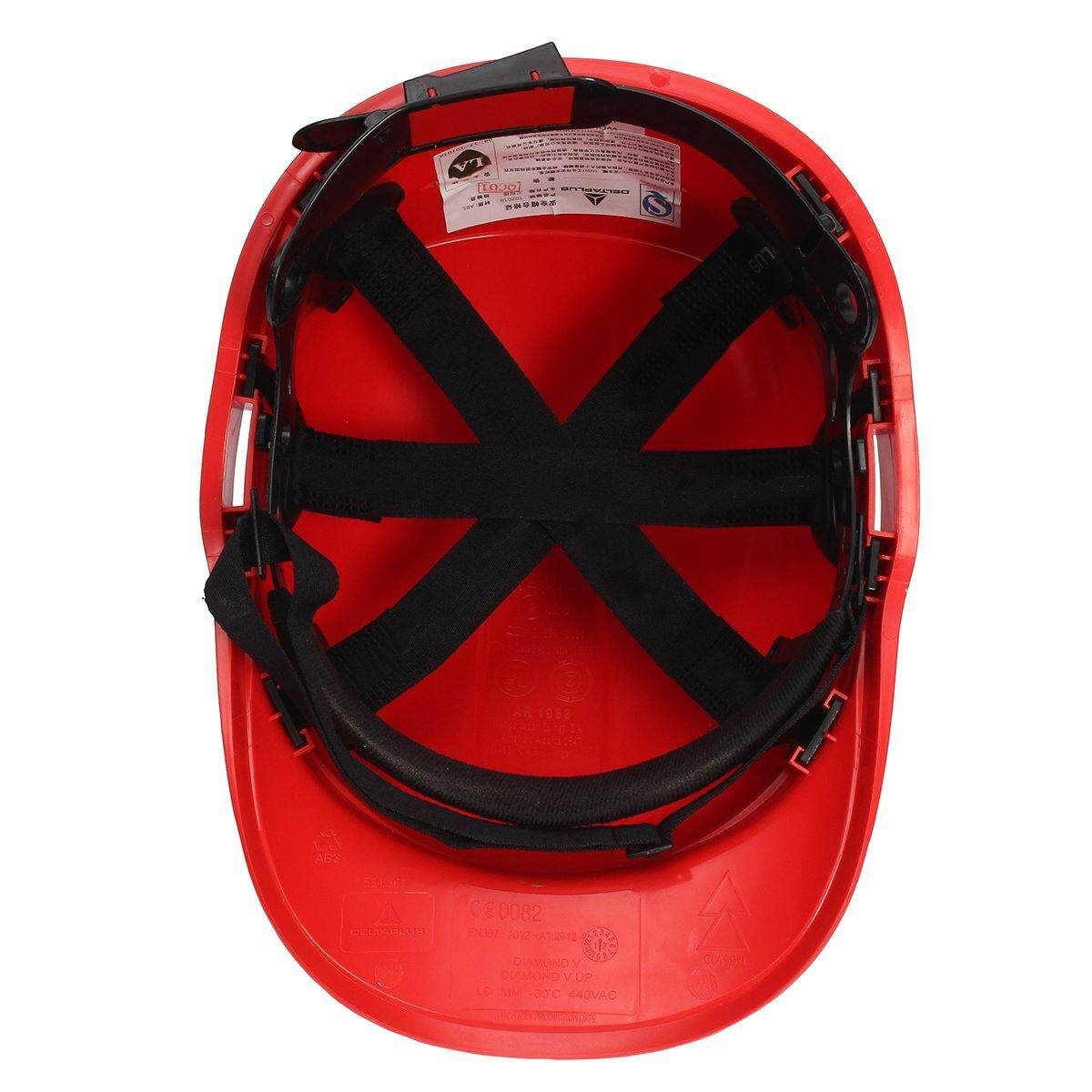 Diamond V Hard Hats Safety Work 8 Point Vented Construction Ratchet Helmets New # Yellow Red (red)