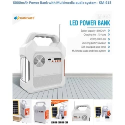 Rechargeable Solar Power Kit With Multimedia-audio System - 8000mah - Km-915