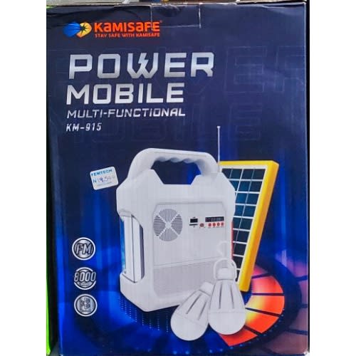 Rechargeable Solar Power Kit With Multimedia-audio System - 8000mah - Km-915