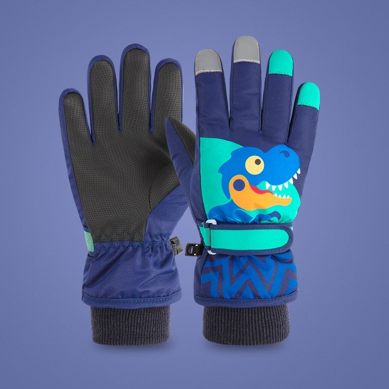Children Anti-Slip And Waterproof Ski Gloves Gloves For Cycling Sports, Colour: Navy Blue(L)