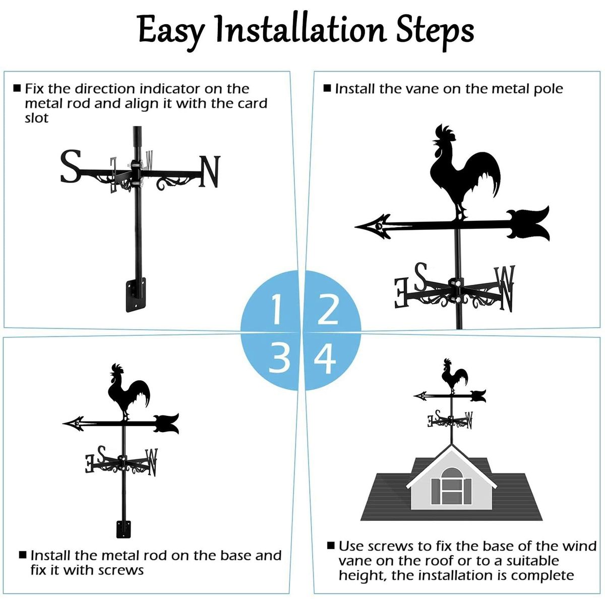 Rooster Weather Vane - Retro Cockerel Weathervane