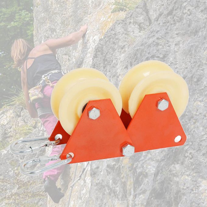 Rock Climbing Abseiling Double Rope Edge Protector Wheel Friction