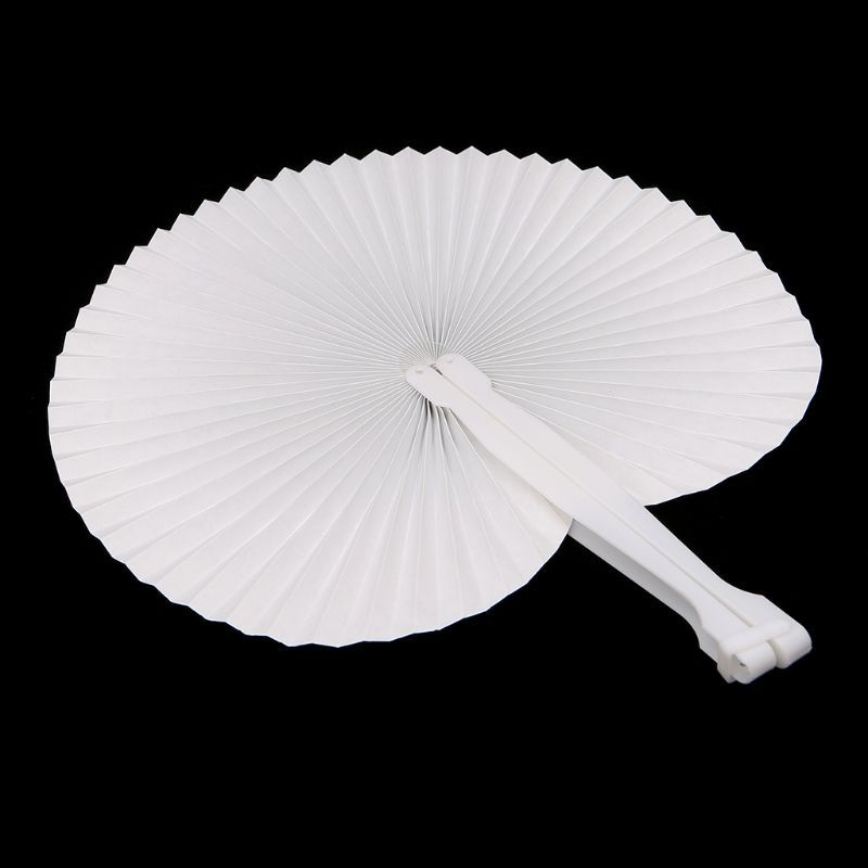 Party Fans Folding Wedding Hand Fan Circle Decor Blank White Handmade Round Gift