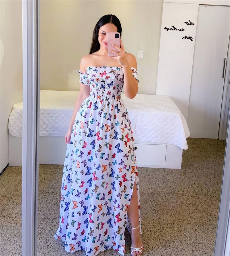 Summer Women Wedding Dress Y Off Shoulders Split Rainbows