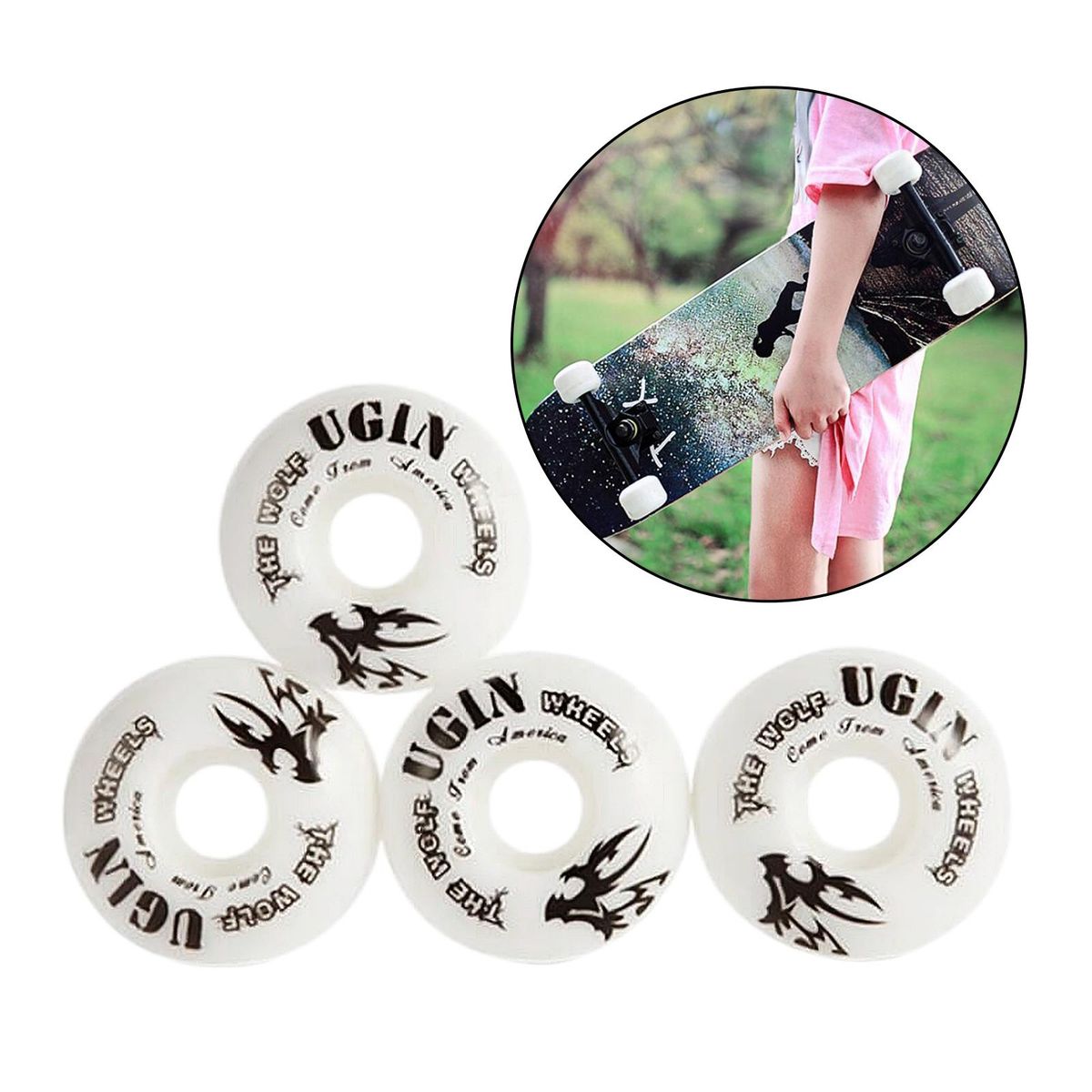 4Pieces Durable Skateboard Wheels Set 52x30mm Skate Board Roller Outer