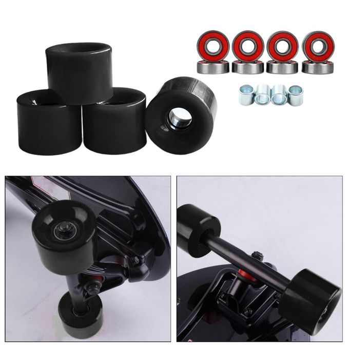 4Pcs Roller Skate Wheels Skateboard Bearings Sure Grip Black