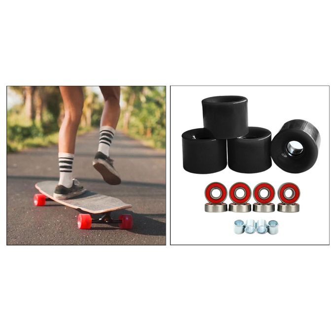 4Pcs Roller Skate Wheels Skateboard Bearings Sure Grip Black