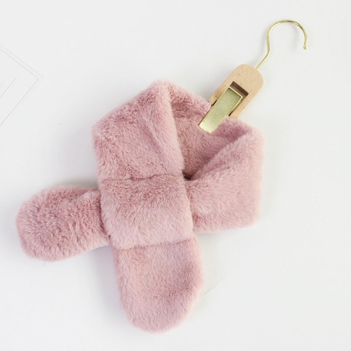 Children Scarf Baby Thickened Faux Rabbit Fur Scarf Pink