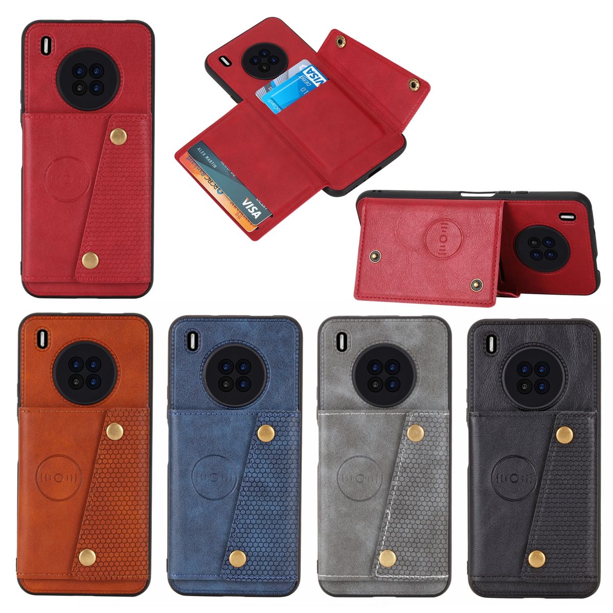 For Huawei Y9a Double Buckle PU + TPU Case