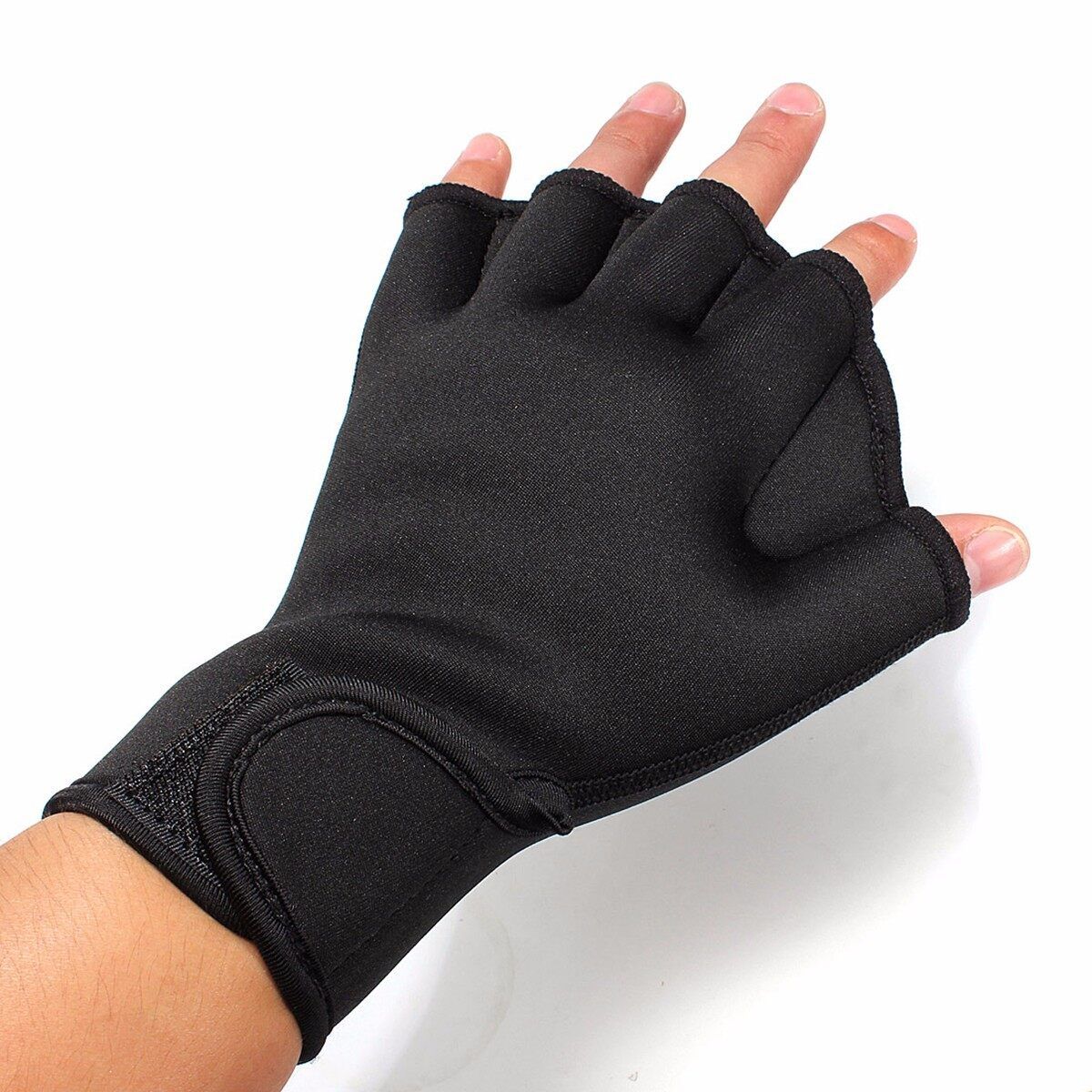 1Pair Fingerless Surfing Swimming (L Black) L Black