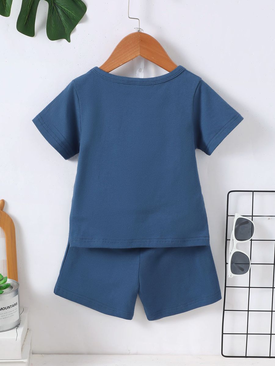 2PCS Clothes Set Kid Boy Letter Boss T-shirt+ Shorts