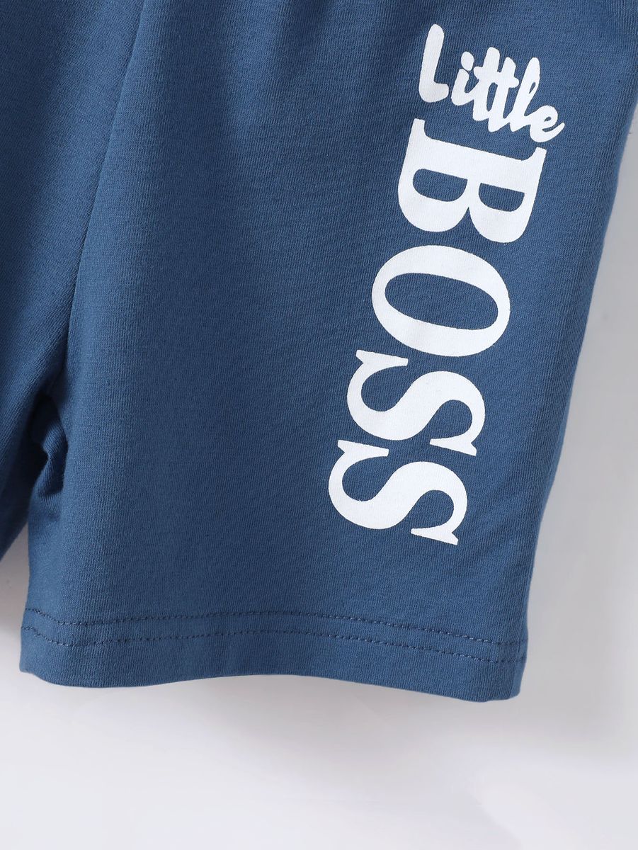 2PCS Clothes Set Kid Boy Letter Boss T-shirt+ Shorts