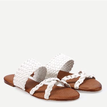 White Cross Straps Flat Sandals