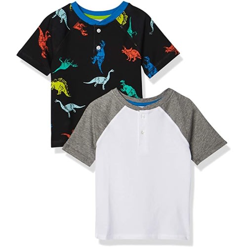 Big Boy's Pack Of 2 Tee Shirt Black Dino And White