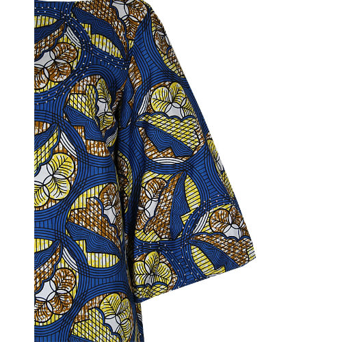 Ankara Stoned Midi Dress With Flared Sleeves - Blue - Lg-4460