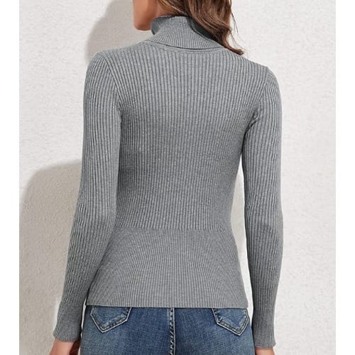 Ladies Long Sleeve Turtleneck T-shirt - Grey