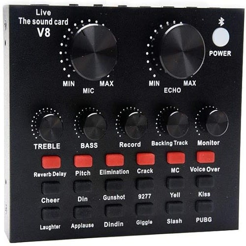 V8 Music Mixer Sound Card With Microphone And Stand