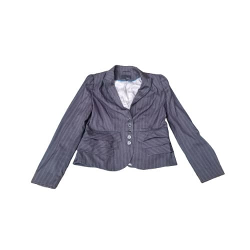 Ladies Stripes Jacket With Full Lining - Grey