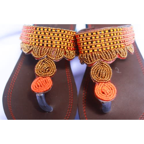 Beaded Slippers - Brown