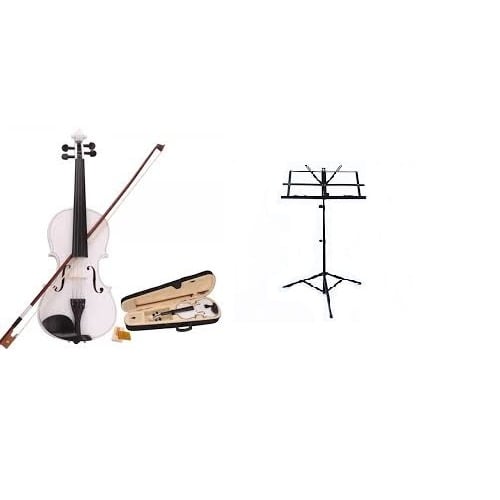 Student 4/4 Violin With Free Music Stand - White