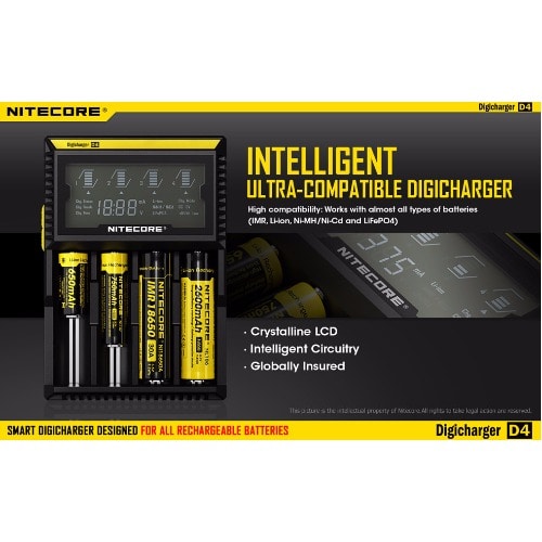 D4 Digicharger LCD Intelligent Li-ion Ni-MH / Ni-Cd AA AAA Battery Charger