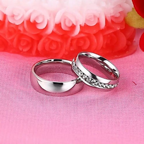 Titanium Wedding Ring Pair For Couples- Silver