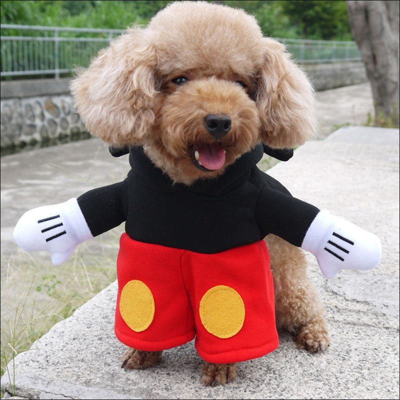 Pet Dog Mickey Mouse Hooded Coat Jumpsuit Dog Costume For Dogs Outfit Knight Style Fancy Dress Costume