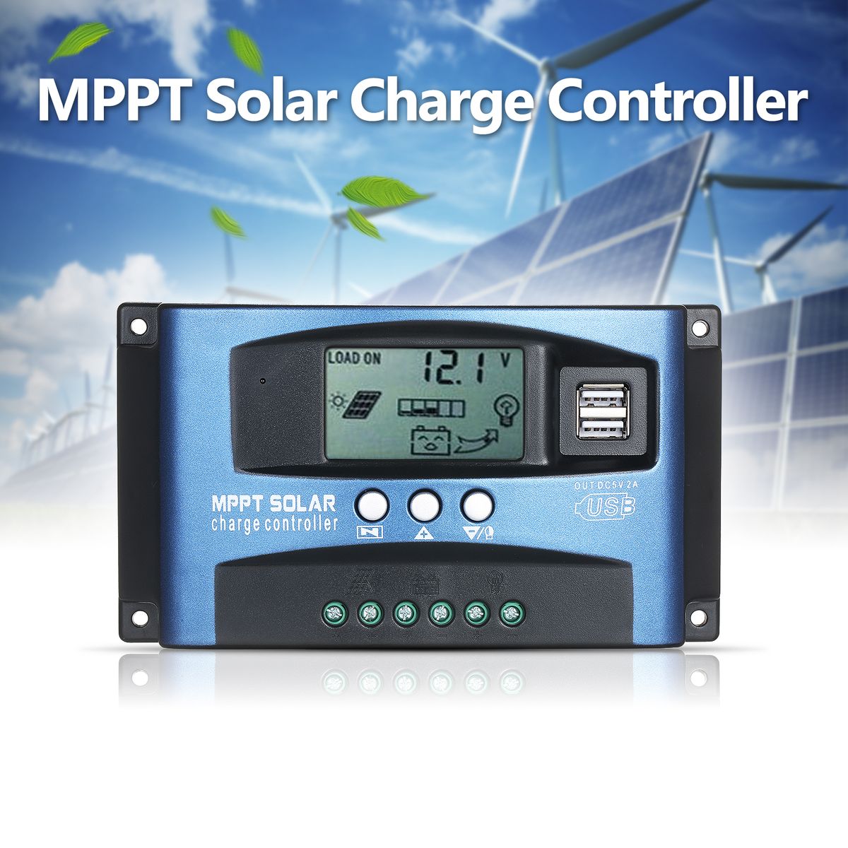 60A 100A MPPT Solar Charge Controller Dual USB Solar Controller Tracking 5V/2A Dual USB Output 12V/24V Automatic Identification