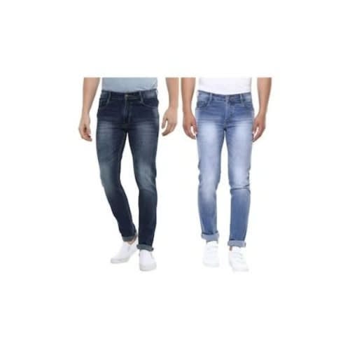 Men's 2 In 1 Blue & White Stone Jeans