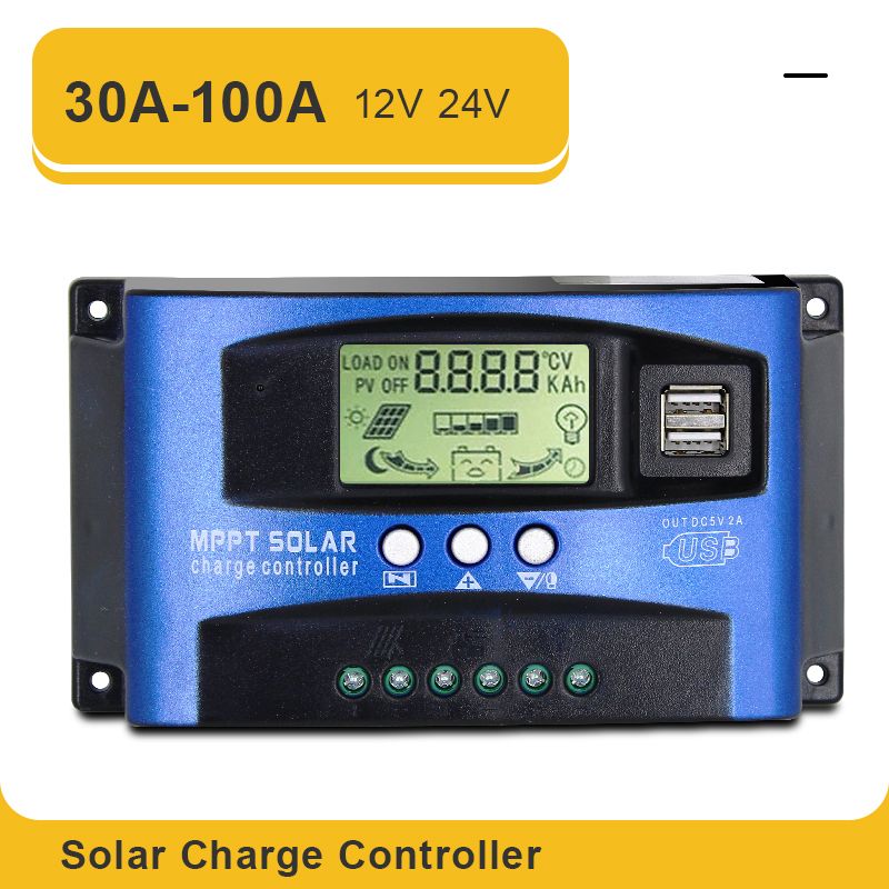 Solar Solar Controller Mppt 100a 60a 50a 40a 30a Dual Usb Lcd Display 12v 24v Solar Cell Panel Charger Regulator With Load