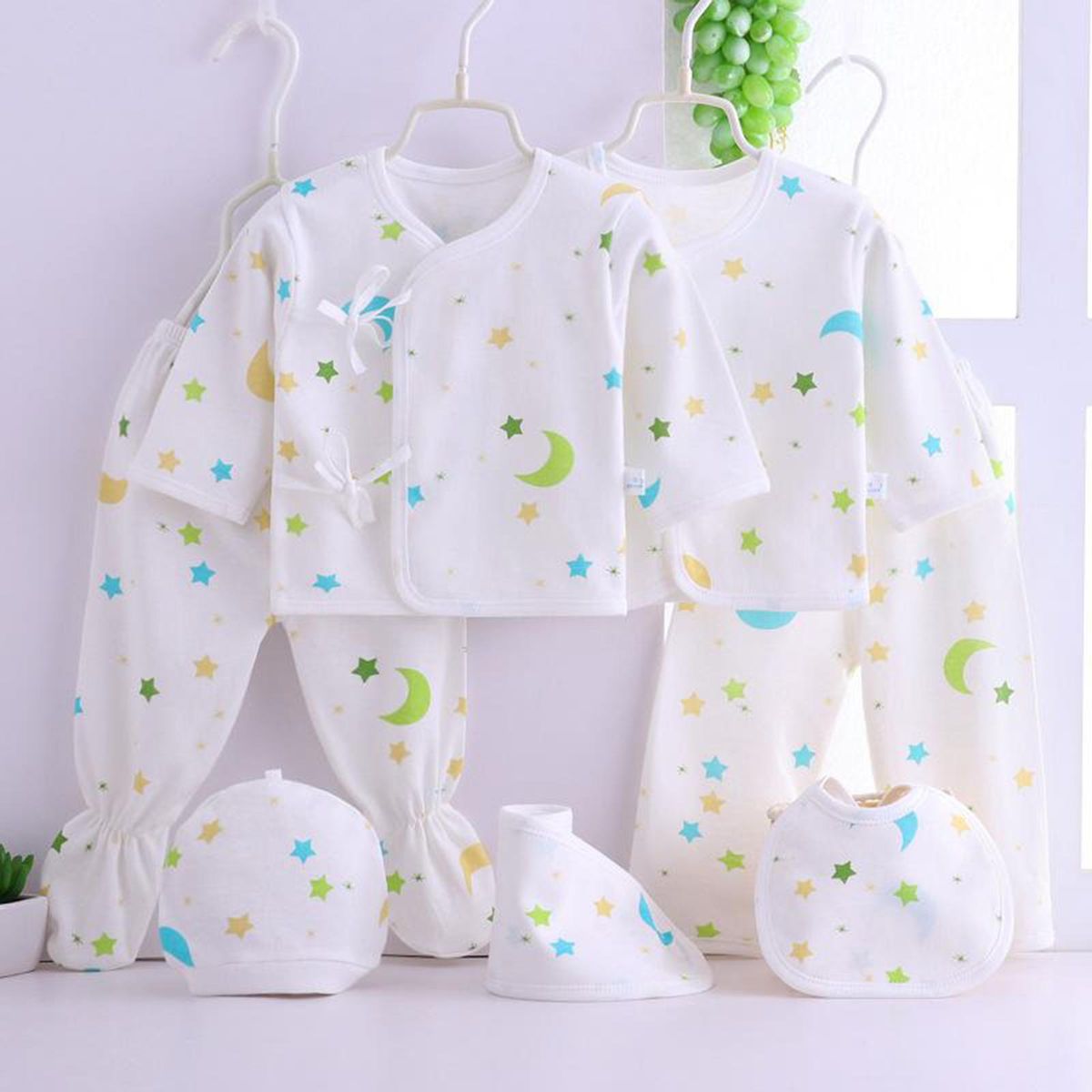 7pcs 0-3Month Baby Newborn BoDY Suits Clothes Set Kids Star