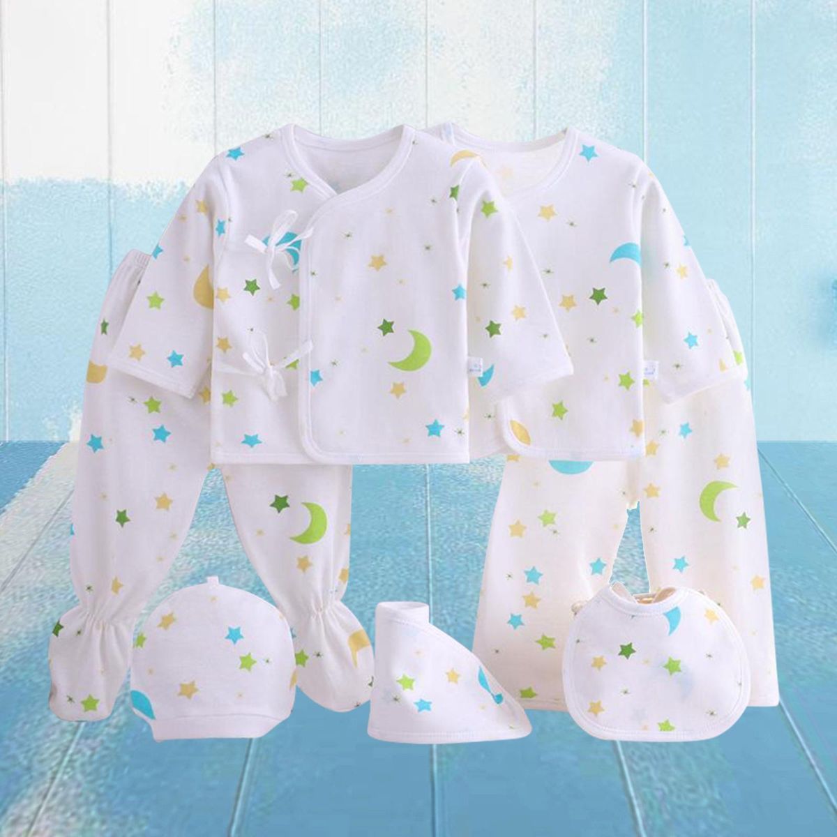 7pcs 0-3Month Baby Newborn BoDY Suits Clothes Set Kids Star