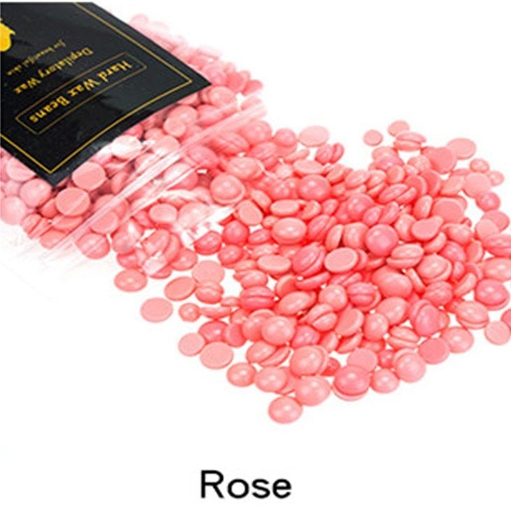 50g Hard Wax Pellet No Strip Depilatory Hot Film Hard Brazilian Wax Hair Removal Cream Hair Removal Bean For Facial Hair Remover(50g-Rose) KARAMI