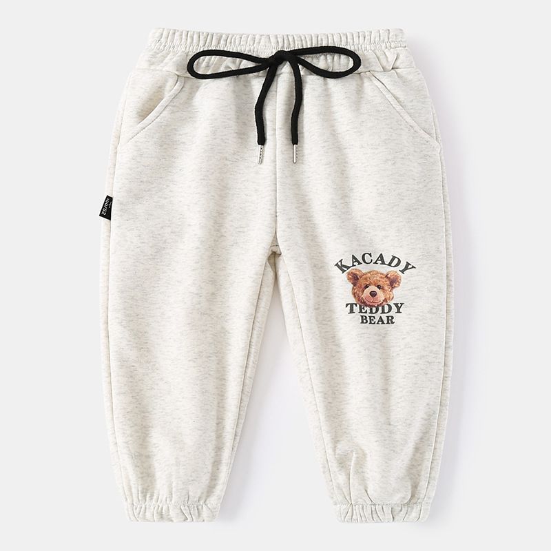 95% Cotton 5% Spandex Kids Boys Casual Print Pants-Grey