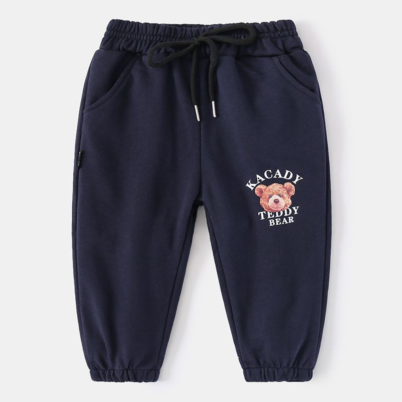 95% Cotton 5% Spandex Kids Boys Casual Print Pants-Grey