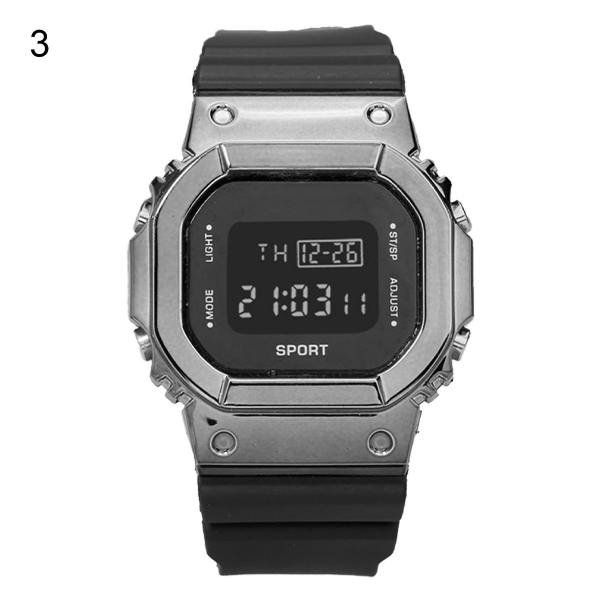 Digital Watch Electronic Noctilucent Screen Square Dial-