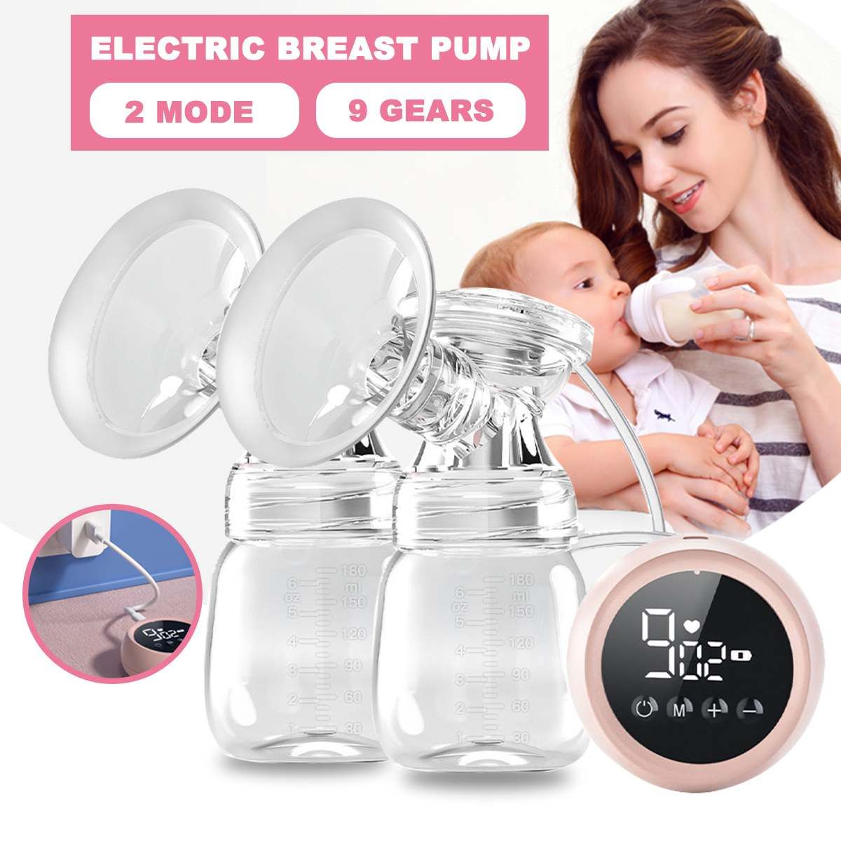 Single Double Electric Breast Pump Portable Rechargeable