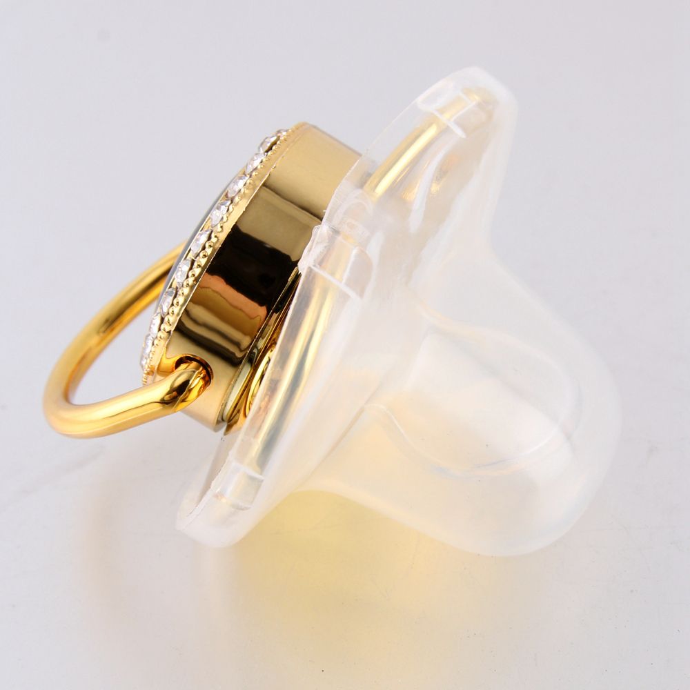 6 Colors Golden Bling Baby Pacifier And Clip Chain BPA Free