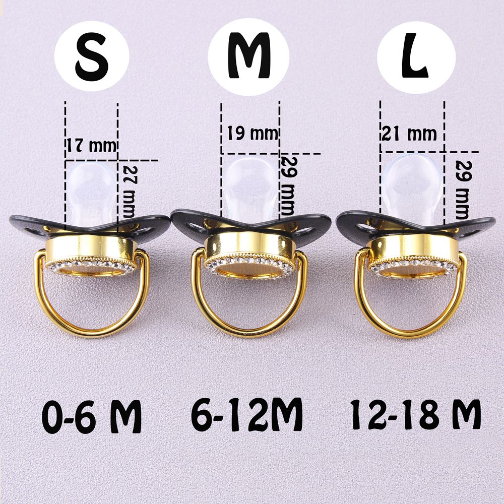 6 Colors Golden Bling Baby Pacifier And Clip Chain BPA Free