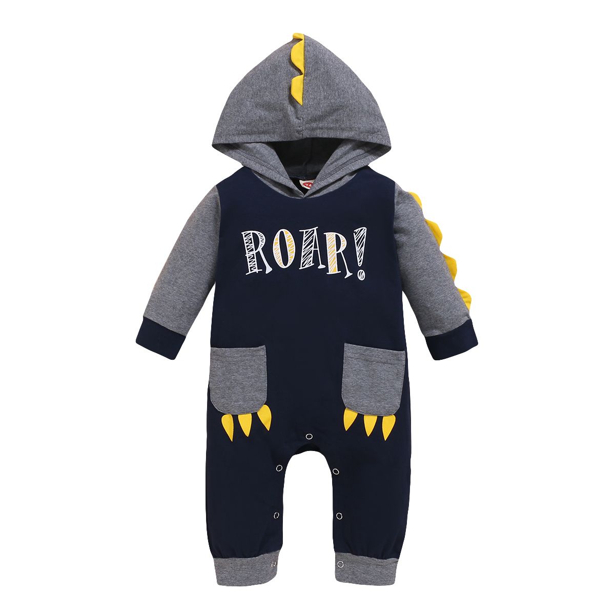 Baby Boys Cartoon Bear Long Sleeve Hoodie Romper