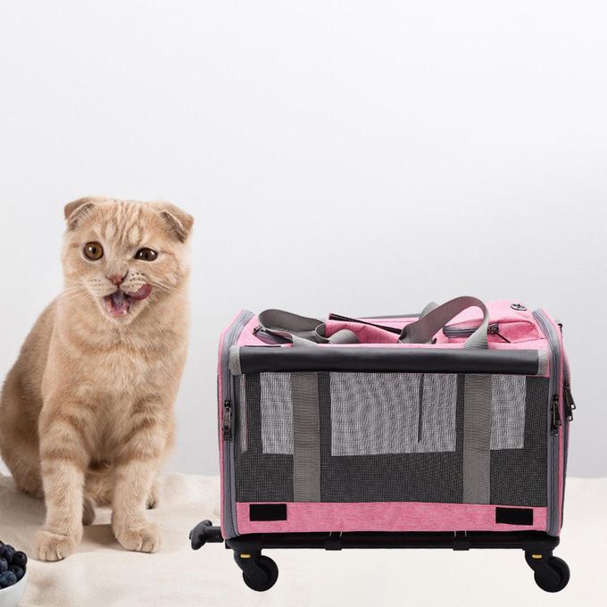 Foldable Pet Carrier Bag Waterproof Tote Case Mesh Dog Rabbit Pink