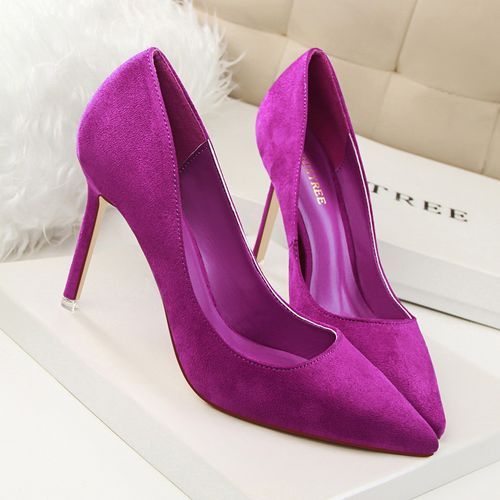 Ladies Pointed Dress Party High Heels Thin Sexy Shoes Purple