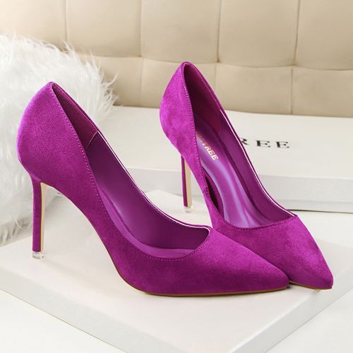 Ladies Pointed Dress Party High Heels Thin Sexy Shoes Purple